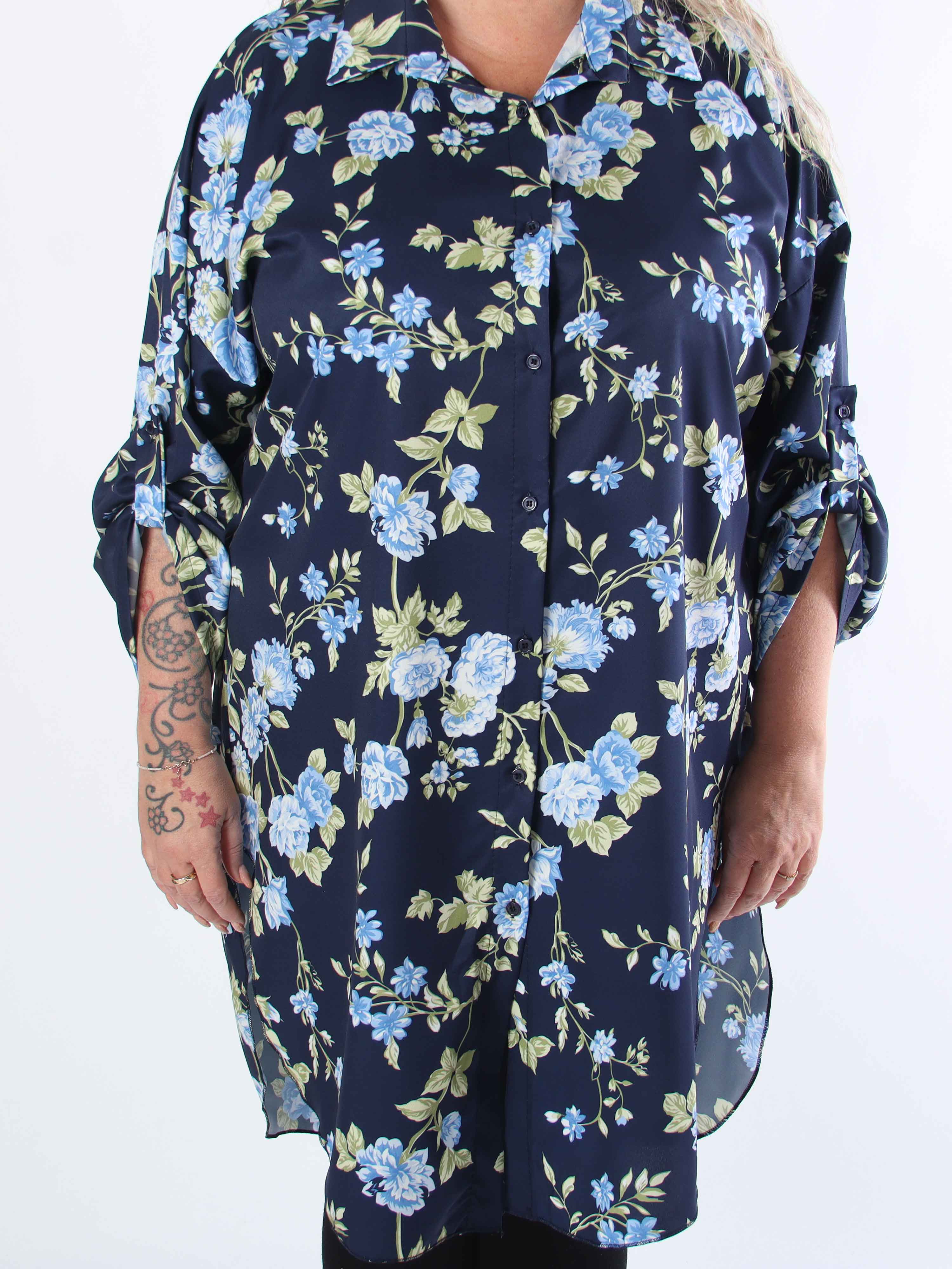 Jessica - Skjortklänning i viskosblandning med spetsrosor